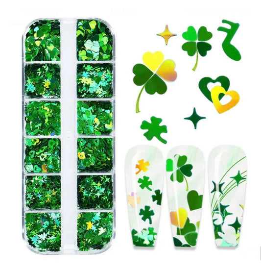 Nail Sequins Green Leaf